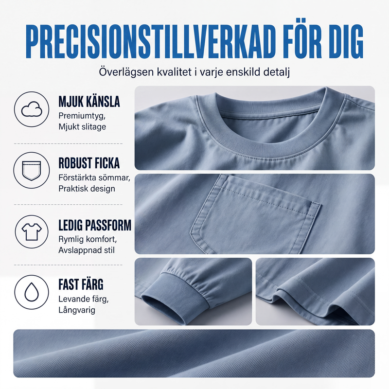 Nya ankomster📦|Herr Långärmad T-shirt med Lös Passform – Mjuk Casual Tröja för Vardag & Höst
