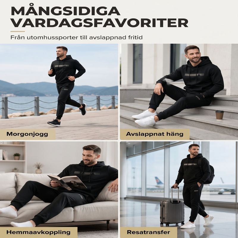 Tvådelad set för män: huvtröja och träningsbyxor