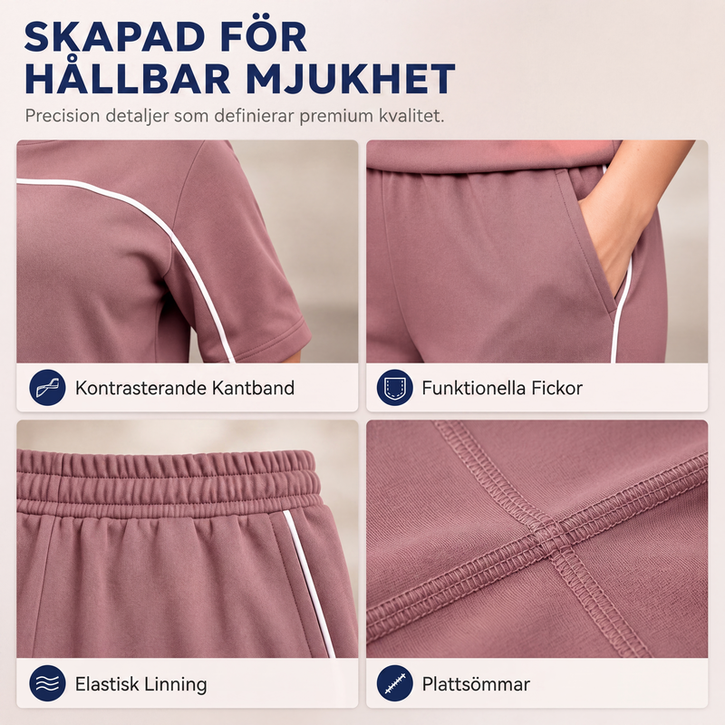 Set med ledig kortärmad topp och byxor för kvinnor
