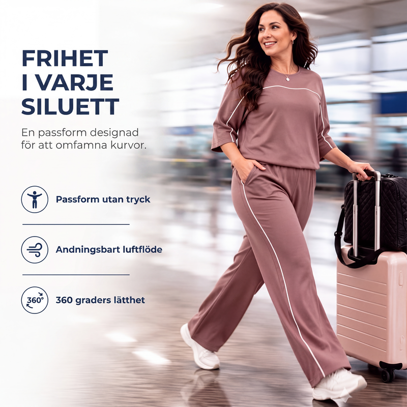 Set med ledig kortärmad topp och byxor för kvinnor