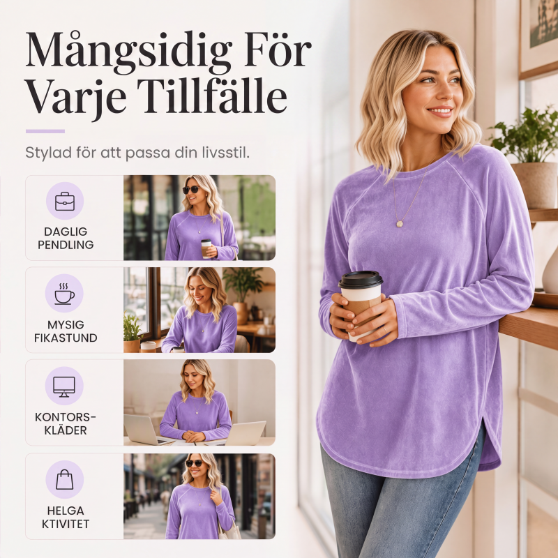 Ledig och lös överdel med rundhals för kvinnor