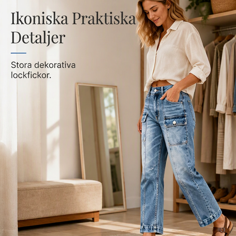 📢🎉50 % rabatt!!!🛍️✨Högmidjade, elastiska jeans med raka ben för damer