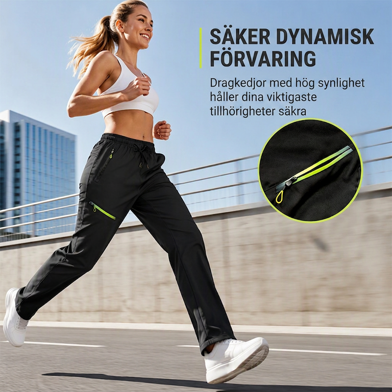 👖🔥 Bästsäljare – avslappnade sport- och träningsbyxor för damer med fickor med dragkedja