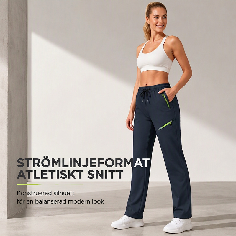 👖🔥 Bästsäljare – avslappnade sport- och träningsbyxor för damer med fickor med dragkedja