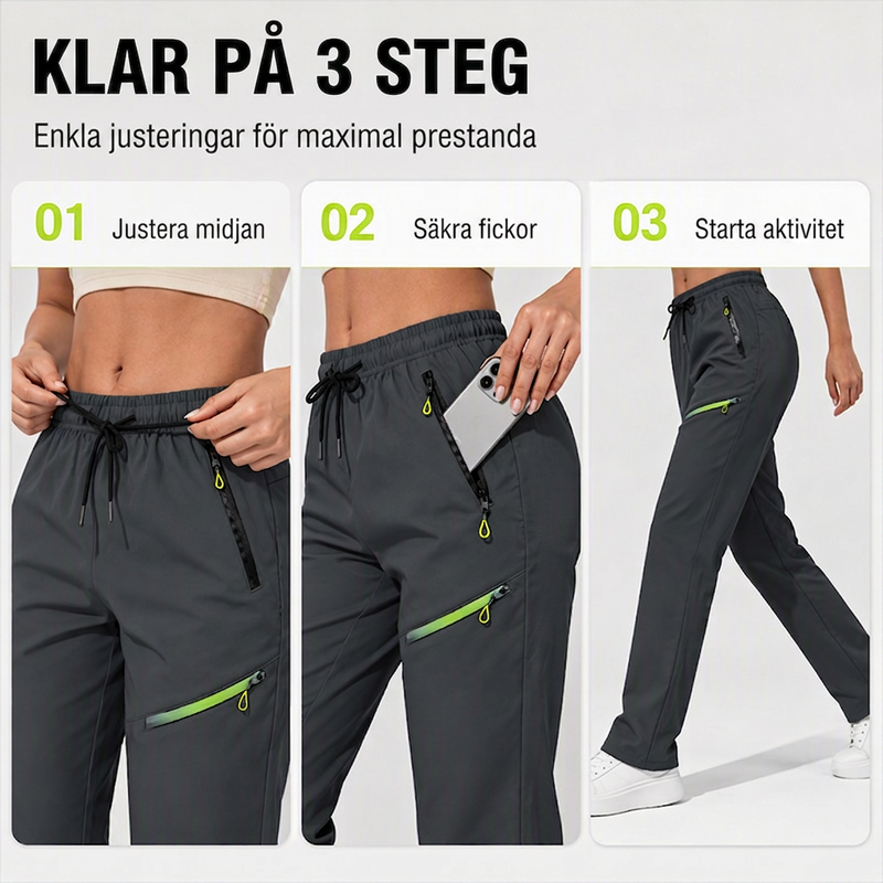 👖🔥 Bästsäljare – avslappnade sport- och träningsbyxor för damer med fickor med dragkedja
