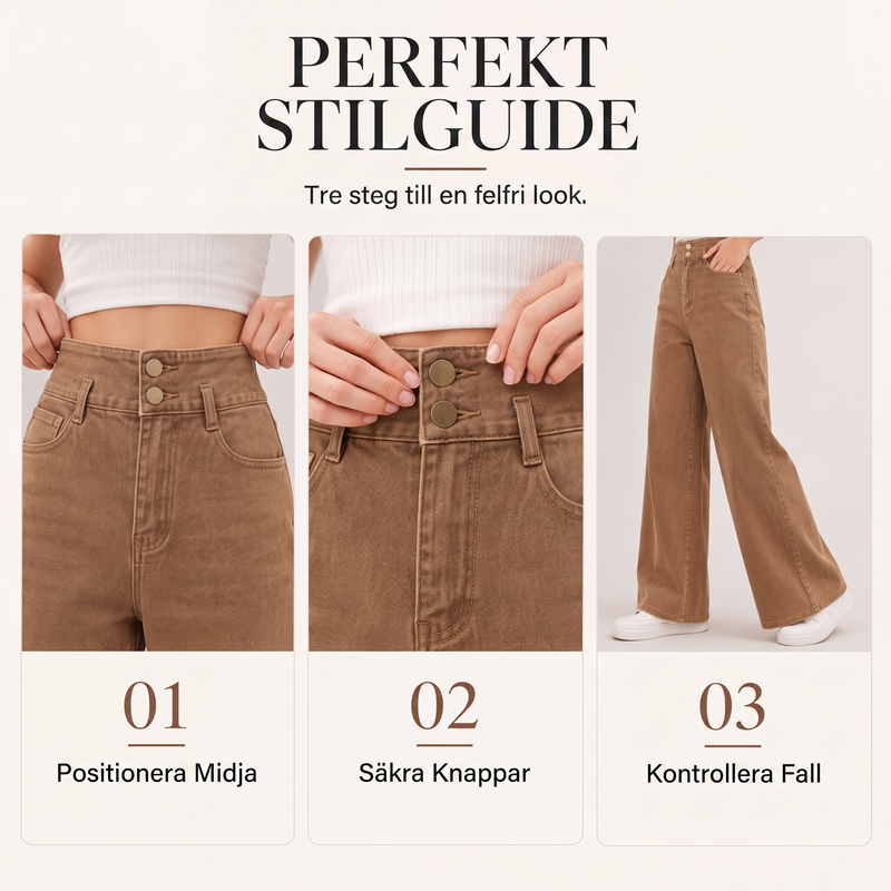 Kvinnors högmidjade vida lediga jeans