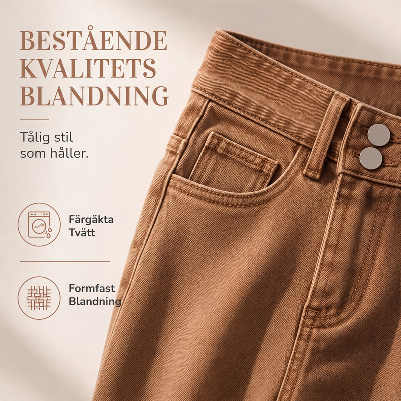 Kvinnors högmidjade vida lediga jeans