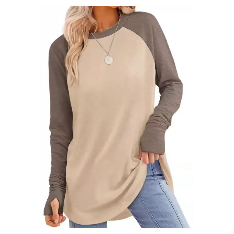 👚🌸 Bästsäljare – avslappnad långärmad topp för damer med rund halsringning