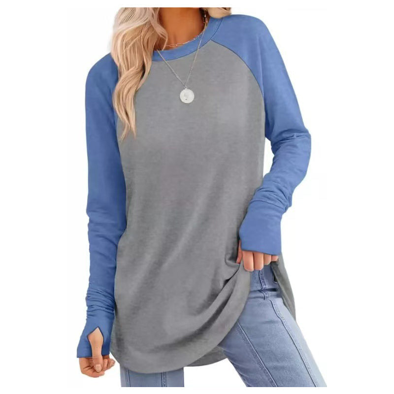 👚🌸 Bästsäljare – avslappnad långärmad topp för damer med rund halsringning