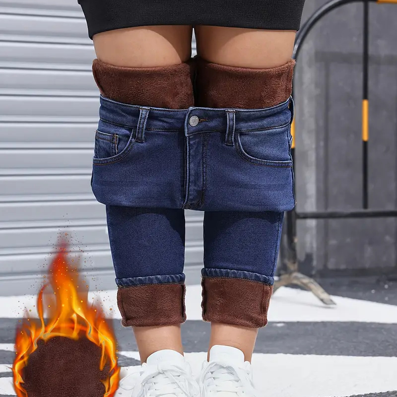 🔥Heta specialerbjudanden – skinnyjeans för damer med hög stretchandel och plyschfoder