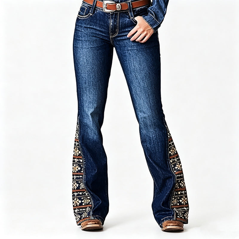 🎉NYHETER 2026✨|Damernas Retro Klockjeans med Hög Midja – Bohemiska Vida Jeans med Smickrande Passform