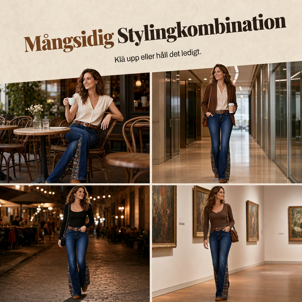🎉NYHETER 2026✨|Damernas Retro Klockjeans med Hög Midja – Bohemiska Vida Jeans med Smickrande Passform