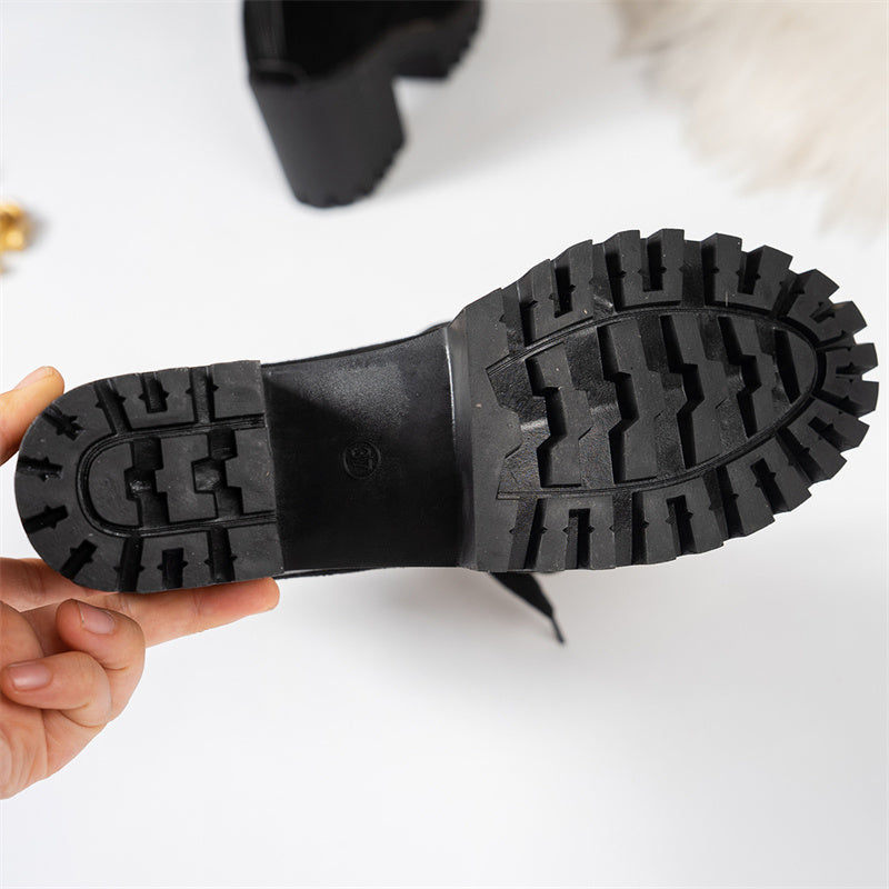 ❄️SISTA DAGENS ERBJUDANDE – 50 % RABATT 💖 Ankelstövletter med tjock klack och spets för damer
