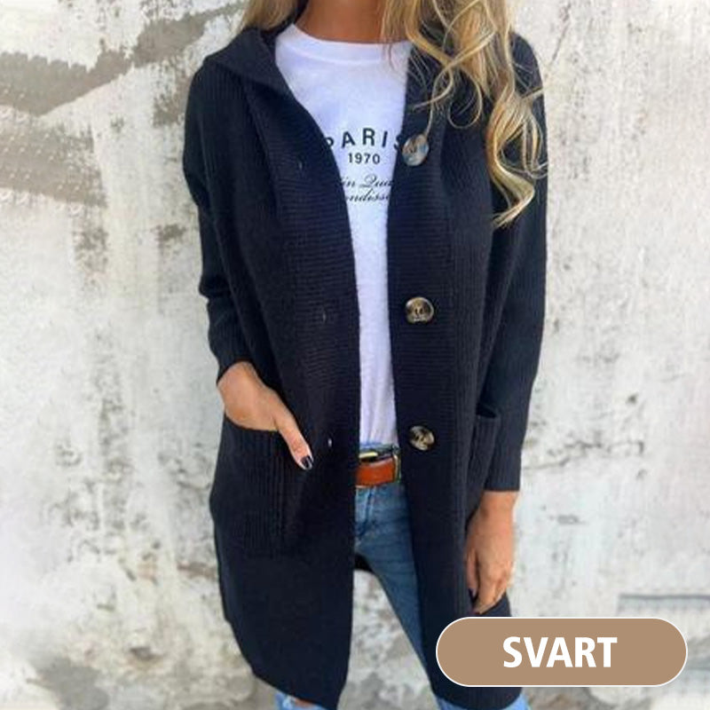 🍂Höstkampanj: 50 % rabatt💓Kofta med huva och knappar för damer