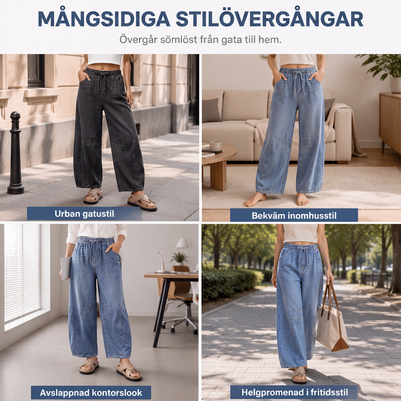 Damjeans i ledig och avslappnad passform med breda ben