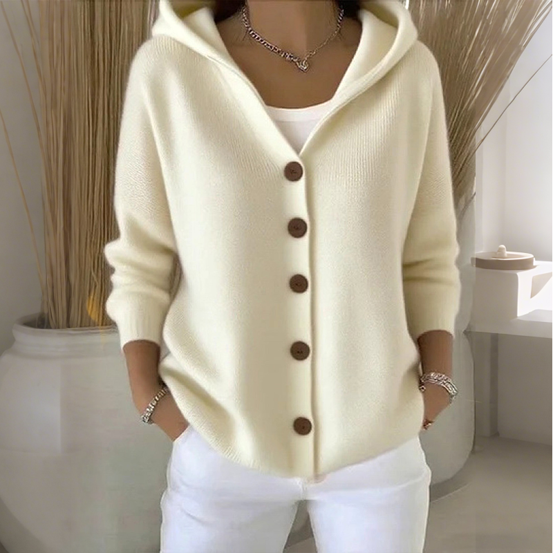 💎 60% RABATT! 💎 Knappbar stickad cardigan med huva för kvinnor – Avslappnad passform, mjuk polyester & 10 snygga färger 🧥🌈