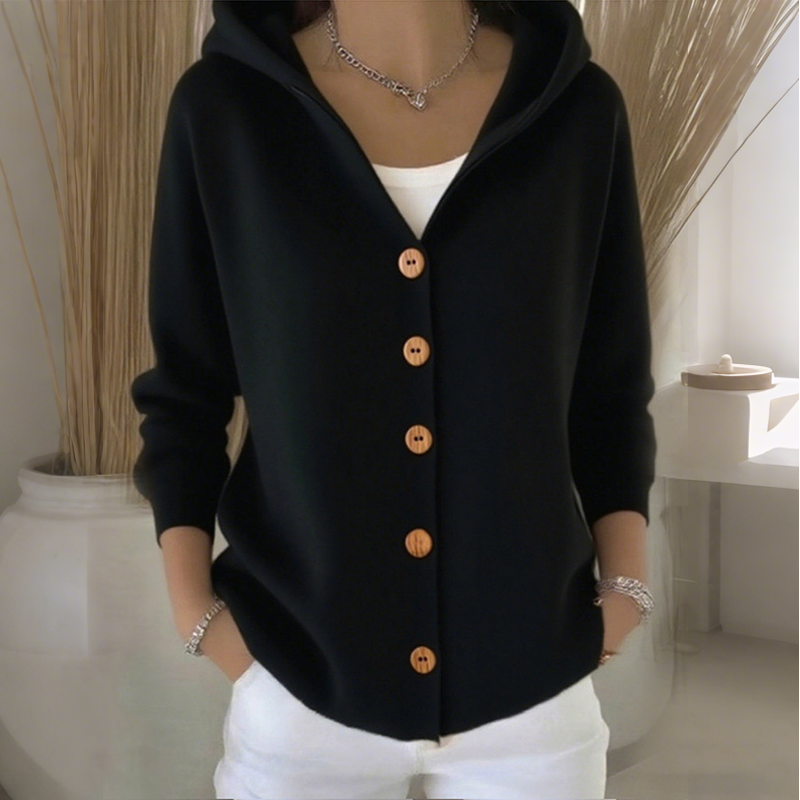 💎 60% RABATT! 💎 Knappbar stickad cardigan med huva för kvinnor – Avslappnad passform, mjuk polyester & 10 snygga färger 🧥🌈