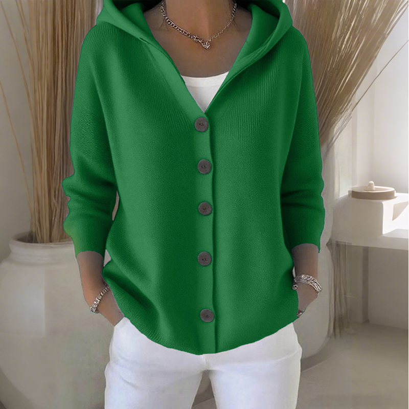 💎 60% RABATT! 💎 Knappbar stickad cardigan med huva för kvinnor – Avslappnad passform, mjuk polyester & 10 snygga färger 🧥🌈