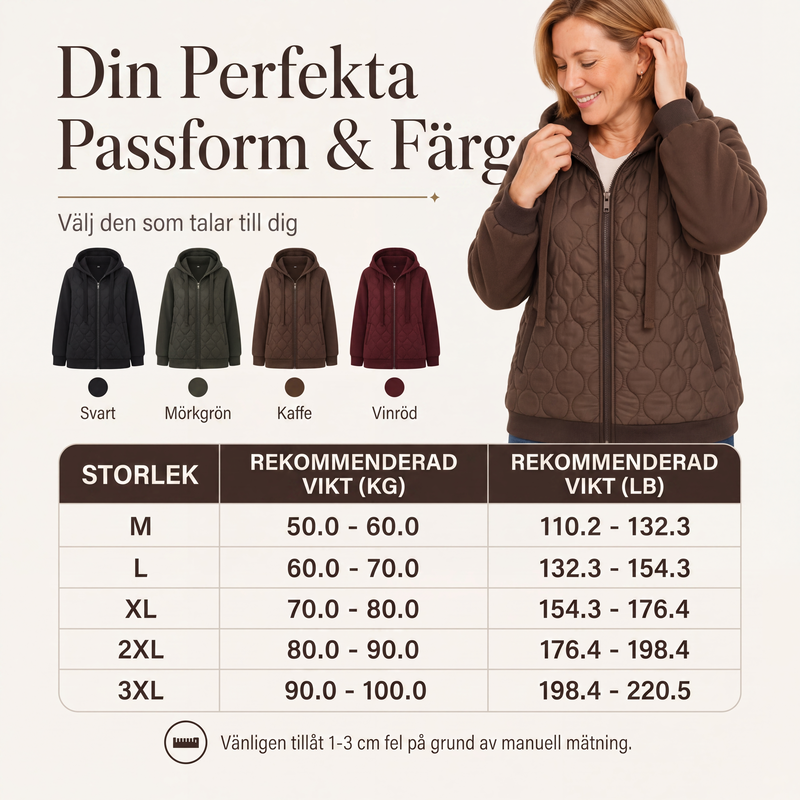 Kvinnors quiltad jacka med huva och skarvade detaljer