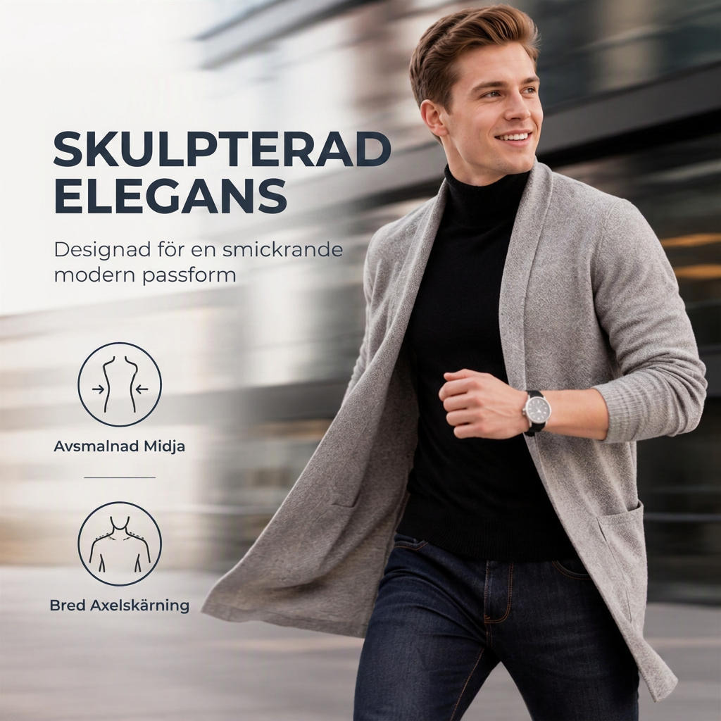 Herr Avslappnad Smalpassad Longlinad Stickad Tröja