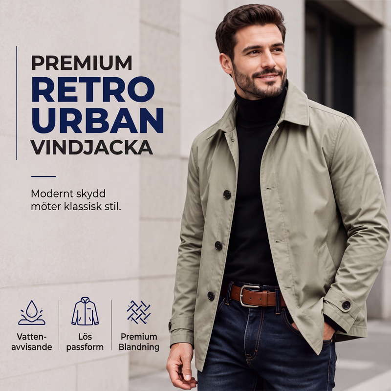 Vattentät midjelång trenchcoat för män