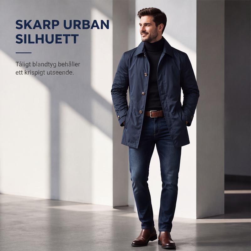 Vattentät midjelång trenchcoat för män