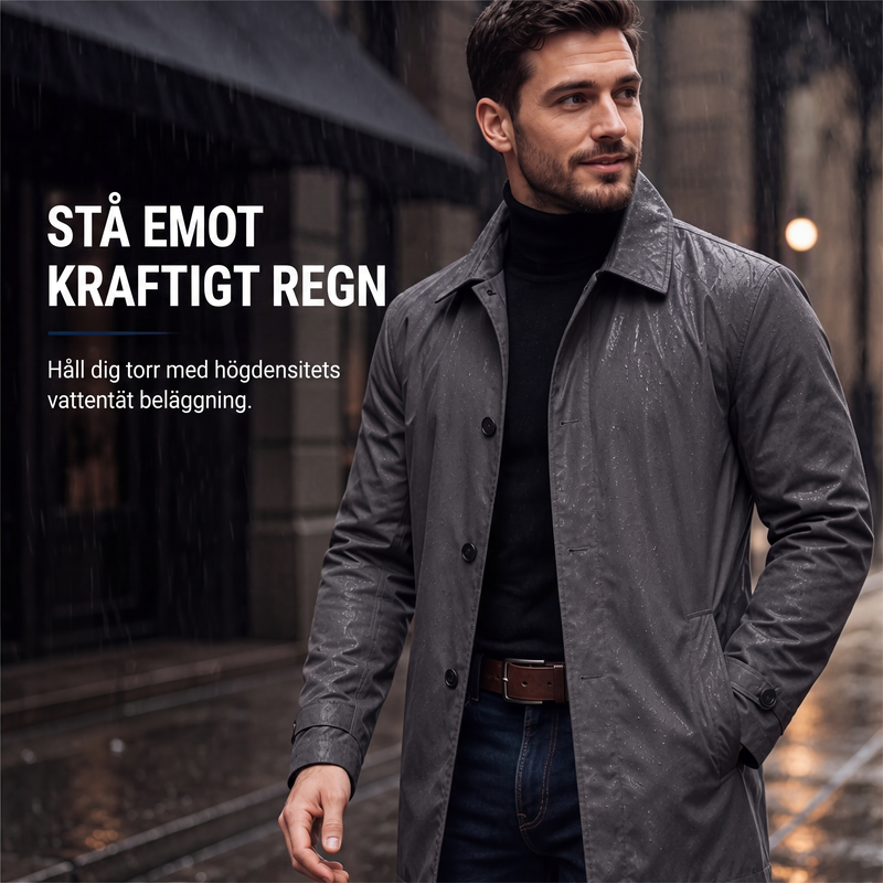 Vattentät midjelång trenchcoat för män