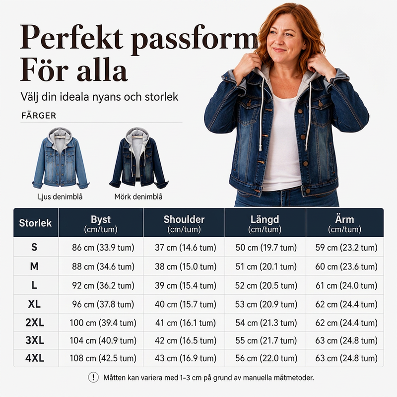 🎉NYHETER 2026✨|Varm Fodrad Jeansjacka för Kvinnor – Klassisk Denim med Huva
