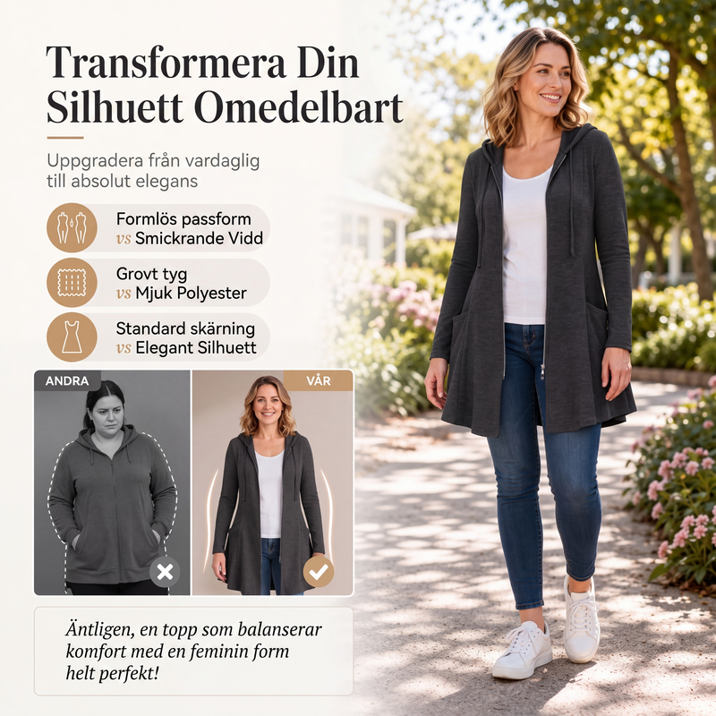 🍂Bästsäljande höstnyheter|Elegant Höstjacka för Damer – Mjuk Medellång Design med Huva