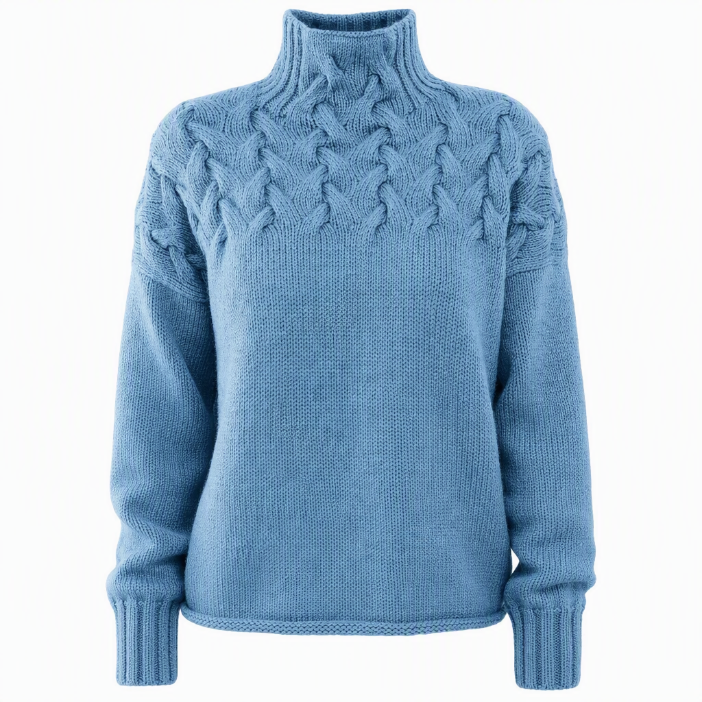 🍂Bästsäljande höstnyheter|⭐ Damernas Elegant Kabelstickad Polotröja – Mjuk & Varm Hösttröja med Hög Krage