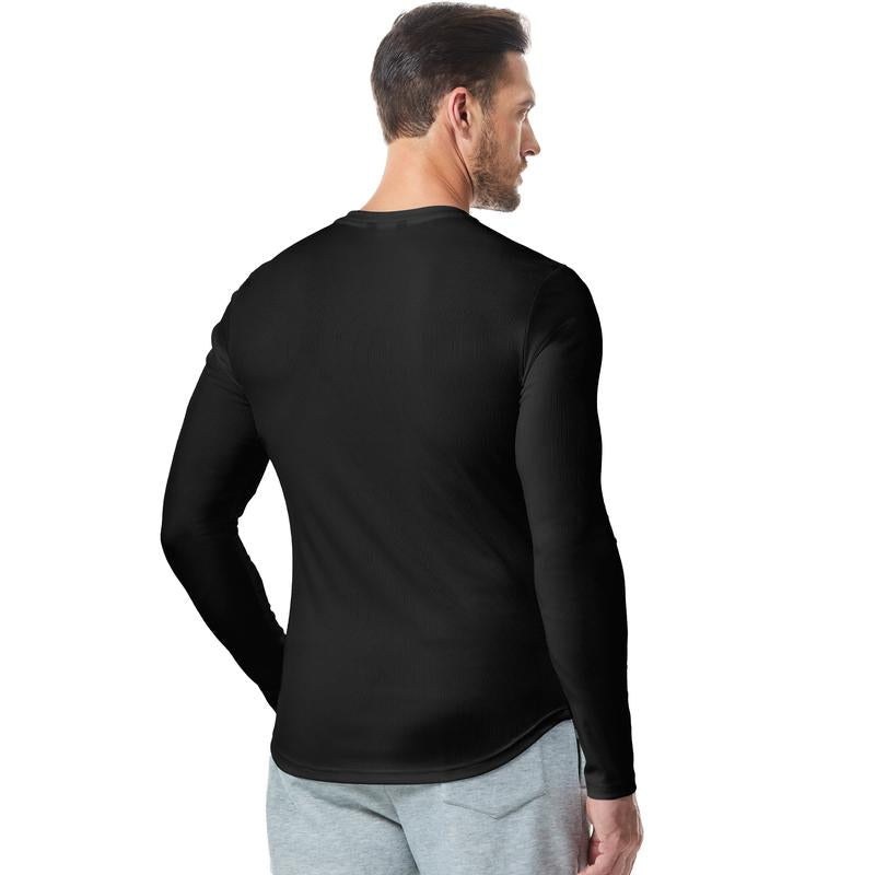 V-ringad långärmad T-shirt i ribbat tyg för träning, fitness och sport