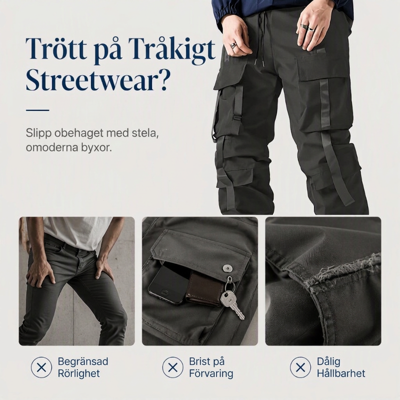 📢🎉50 % rabatt!!!🛍️✨Lösa cargobyxor för herrar