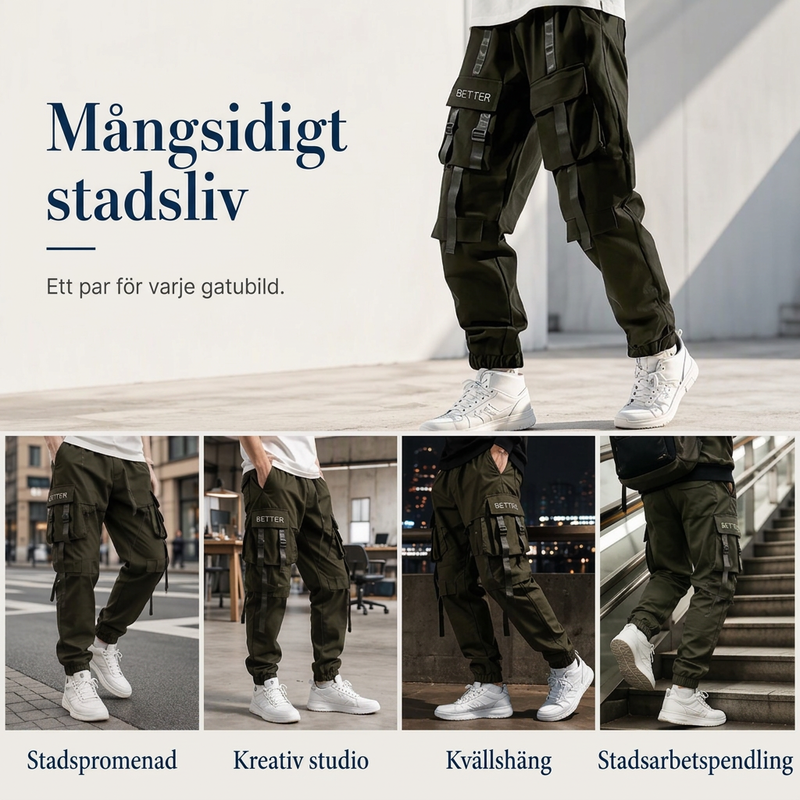 📢🎉50 % rabatt!!!🛍️✨Lösa cargobyxor för herrar