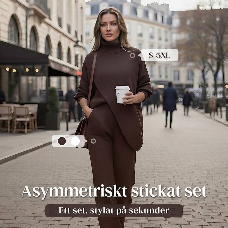 🔥 50 % RABATT! NYHET! Kvinnligt 2-delat set – asymmetrisk tröja + vida byxor, lös passform och mjukt tyg, extremt bekvämt 👚✨