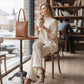 🔥 50 % RABATT! NYHET! Kvinnligt 2-delat set – asymmetrisk tröja + vida byxor, lös passform och mjukt tyg, extremt bekvämt 👚✨
