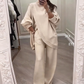 🔥 50 % RABATT! NYHET! Kvinnligt 2-delat set – asymmetrisk tröja + vida byxor, lös passform och mjukt tyg, extremt bekvämt 👚✨