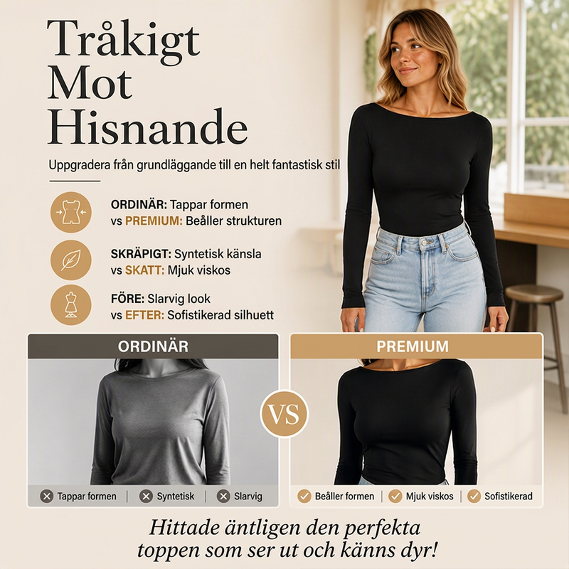 Elegant ribbad stickad topp med båthals för kvinnor