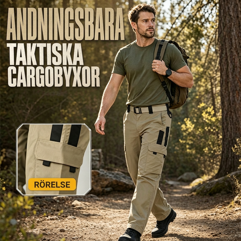 Herrars utomhusbyxor med flera fickor, cargo-modell