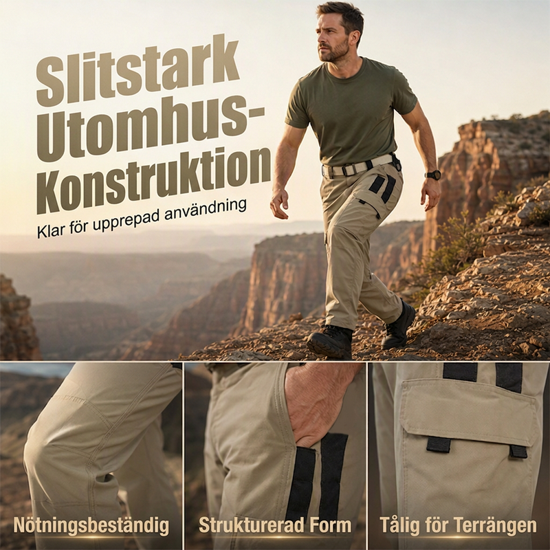 Herrars utomhusbyxor med flera fickor, cargo-modell