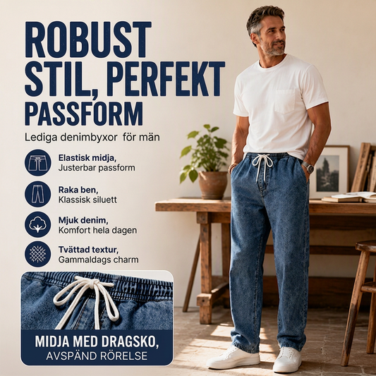 Manliga lösa raka jeans