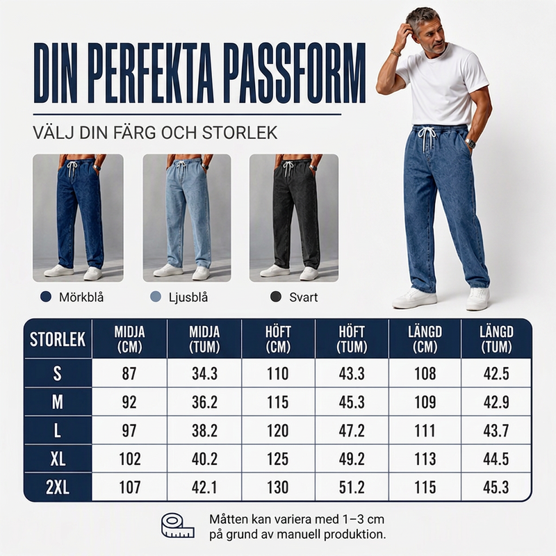 Manliga lösa raka jeans