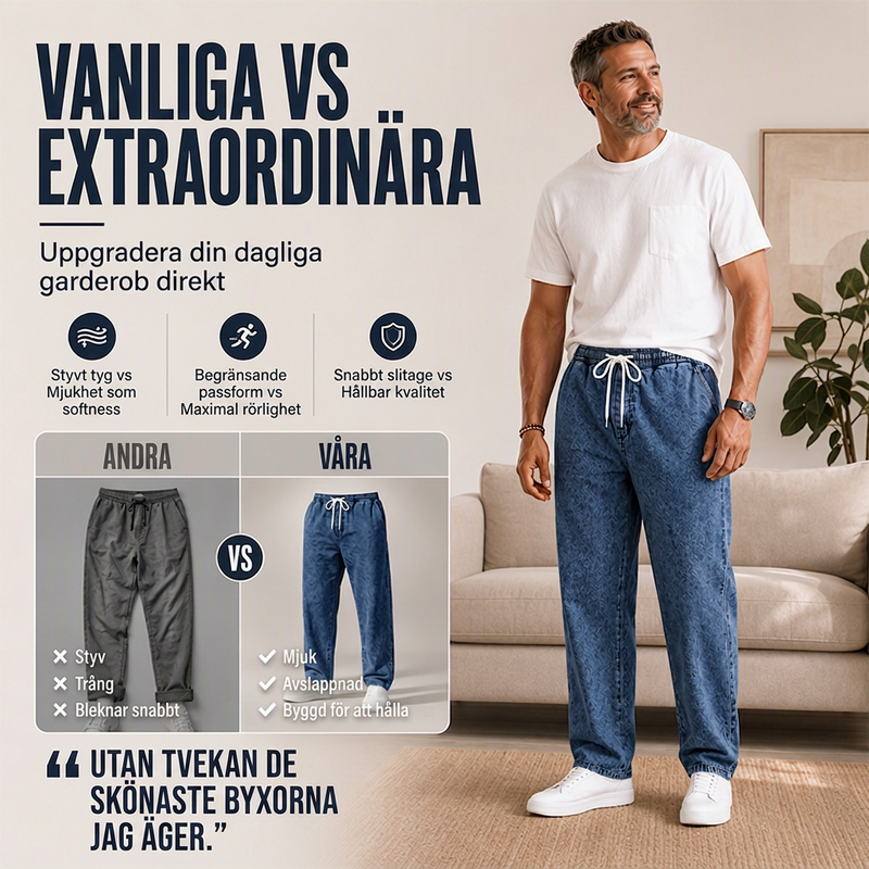 Manliga lösa raka jeans