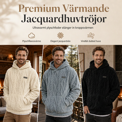 Herrluva med fleecefoder för vinter, jacquardmönstrad, långärmad pullover-tröja för avslappnad utomhusbruk