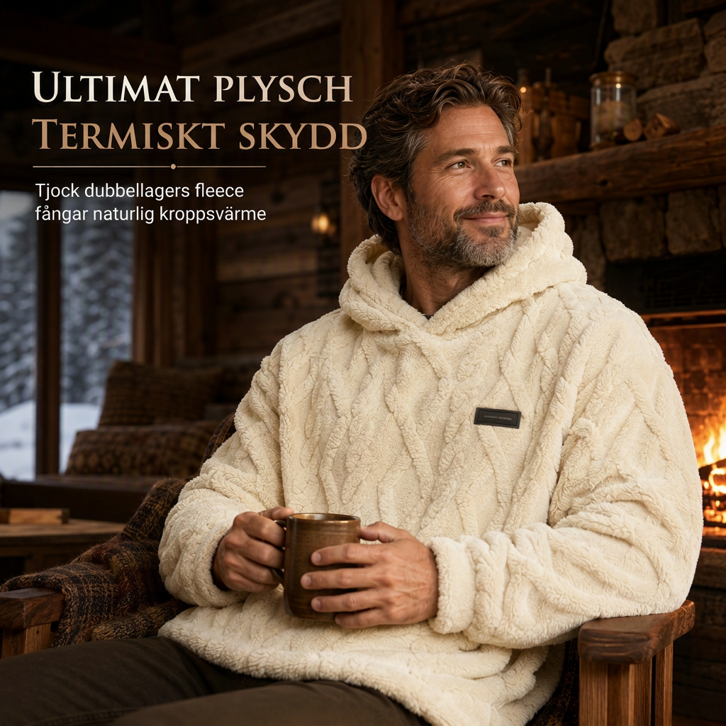 Herrluva med fleecefoder för vinter, jacquardmönstrad, långärmad pullover-tröja för avslappnad utomhusbruk