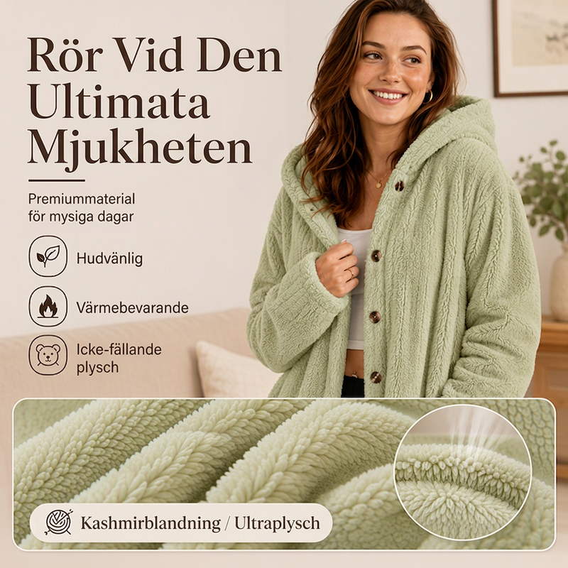 Damig luvtröja i luggpassform med plysch