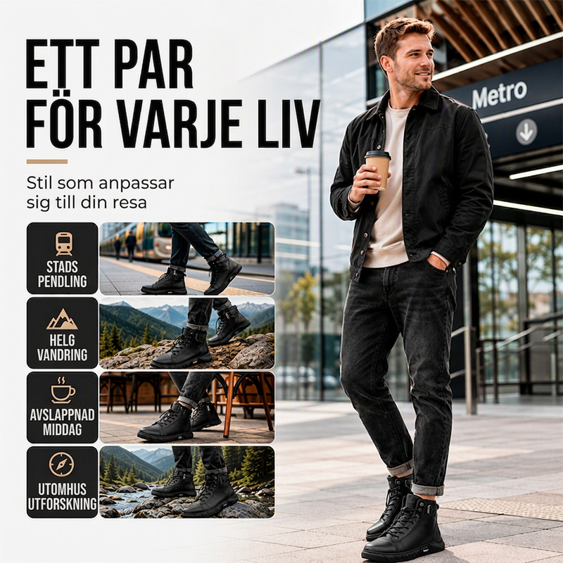 Vattentäta stridsstövlar i äkta läder för män