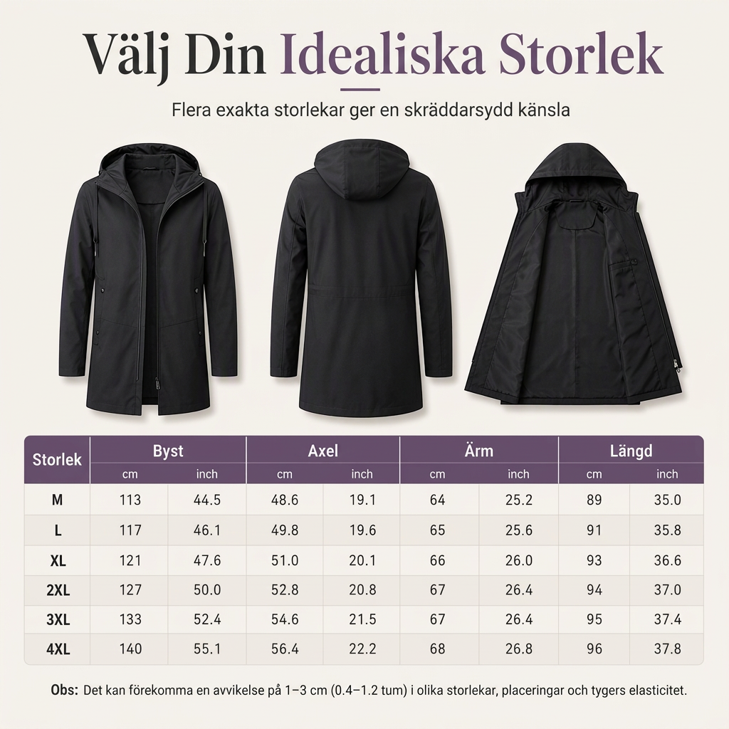 Fri frakt✈️🧥Herrjacka med huva, slim fit vindtät kappa