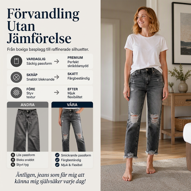 Kvinnors retro slitna jeans med revor