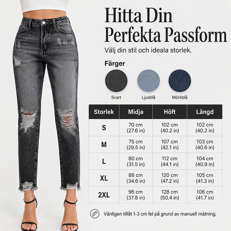 Kvinnors retro slitna jeans med revor