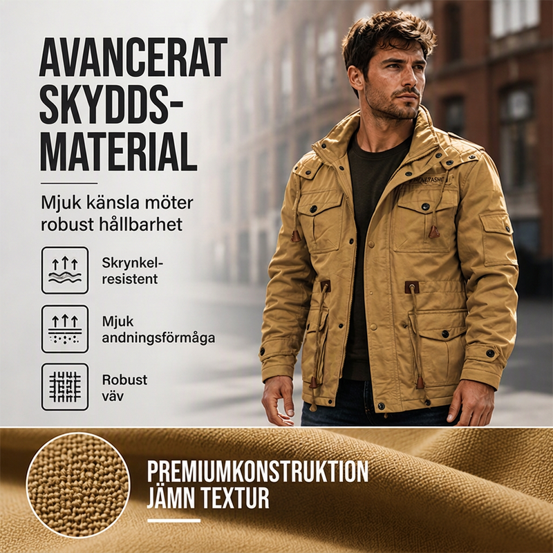 Vinterjacka för män med termisk effekt och avtagbar huva